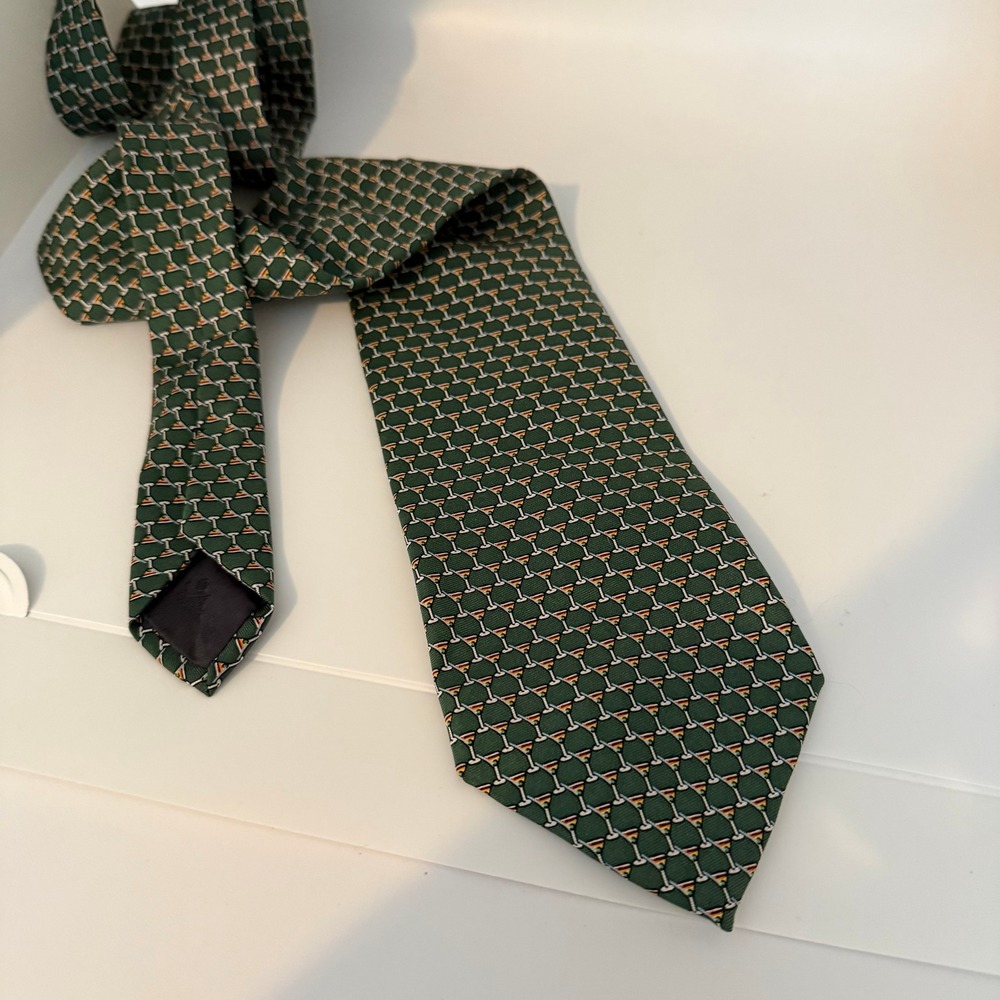Brooks Brothers 346 Mens Silk Tie Green Martini Glass Novelty Print USA Made